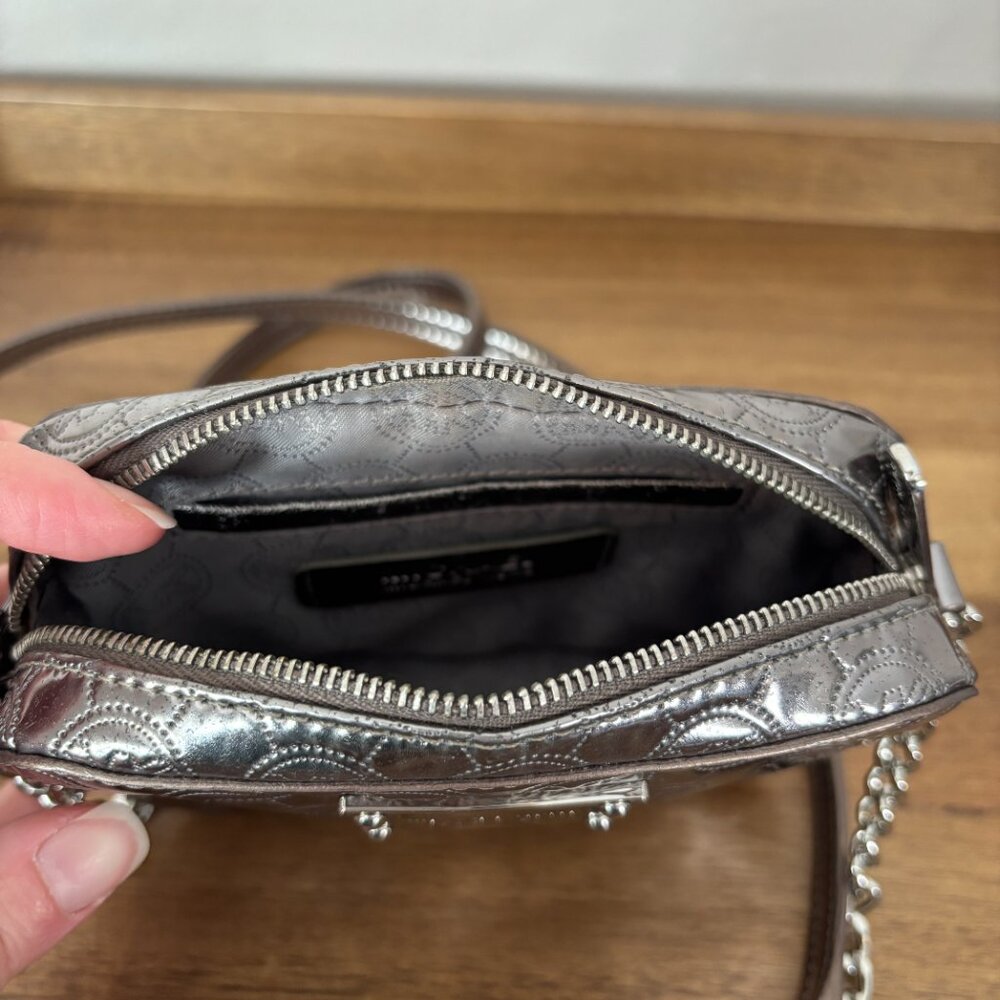 Michael Kors Jet Set Small Metallic Silver Logo Crossbody - Picture 9 of 10